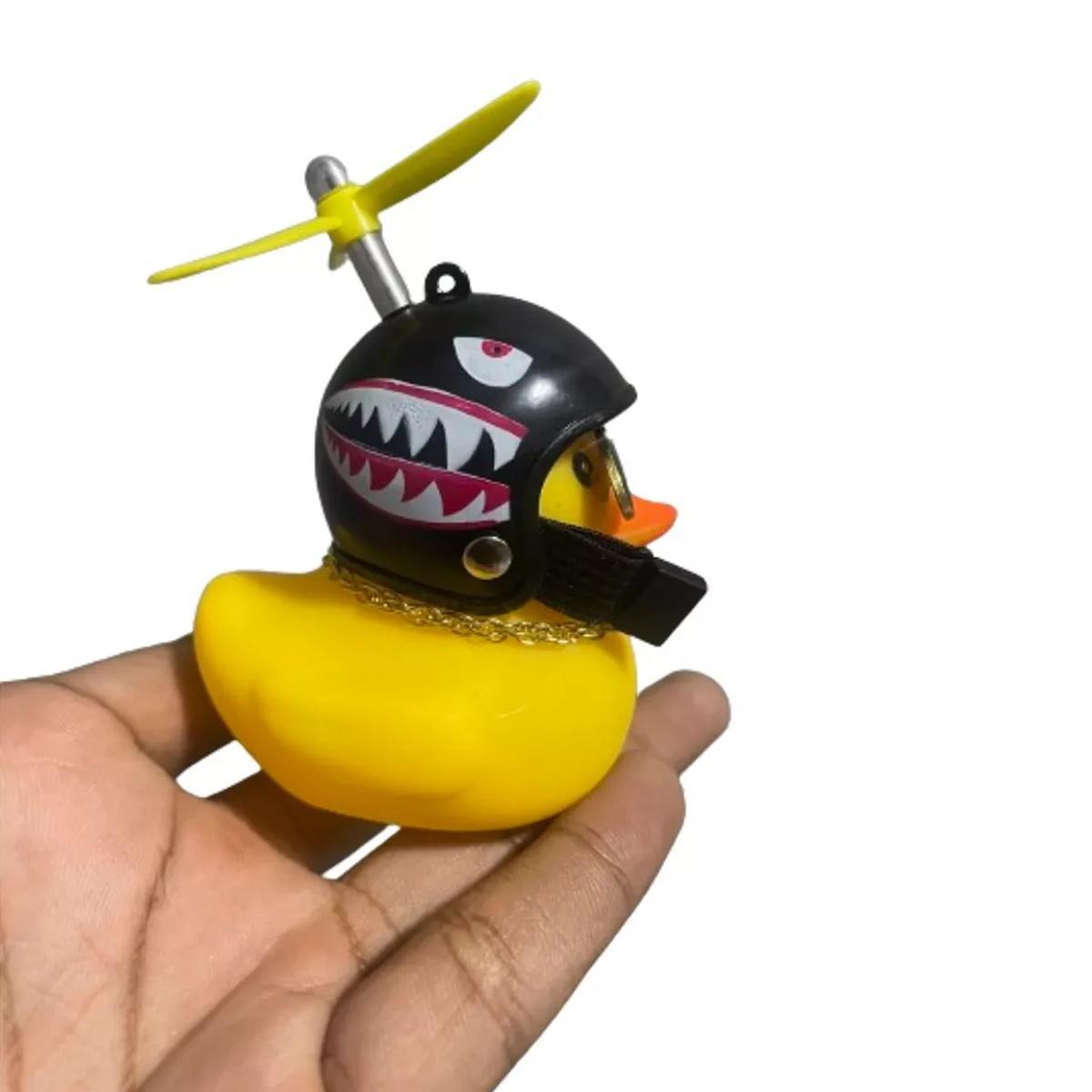 Miniatura Patinho Pato Capacete Hélice Óculos Buzina Bike Carro Moto