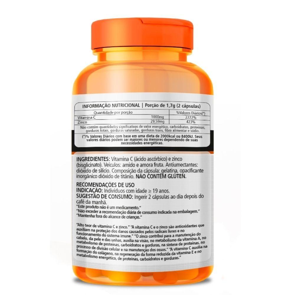 Miniatura Vitamina C (ácido Ascórbico) Com Zinco 60 Cápsulas 850mg Clinicmais