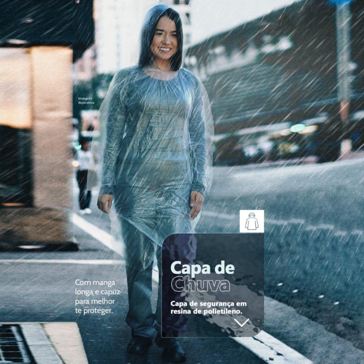 Miniatura 50 Capas De Chuva Descartavel Transparente Com Capuz Unissex