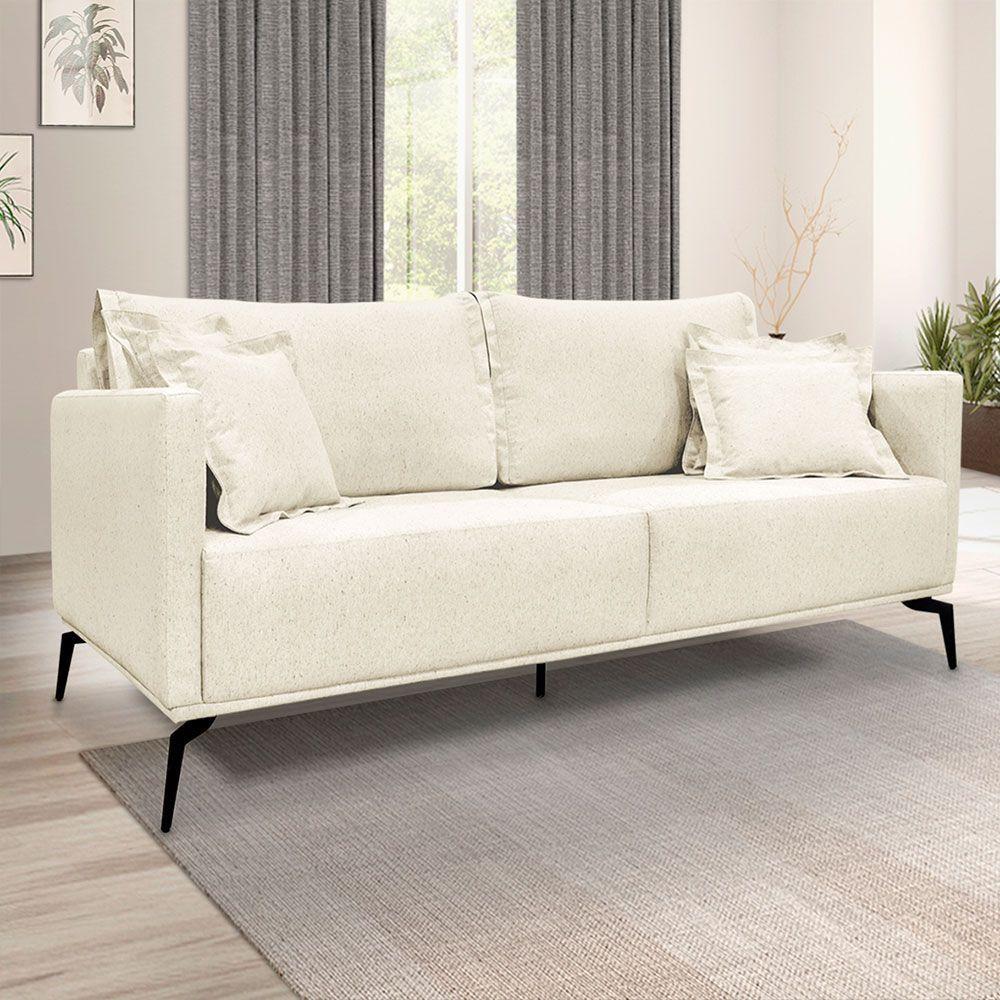 Kit 2 Poltronas E Sofá 2 Lugares 1,80m Pés Metálicos Natural