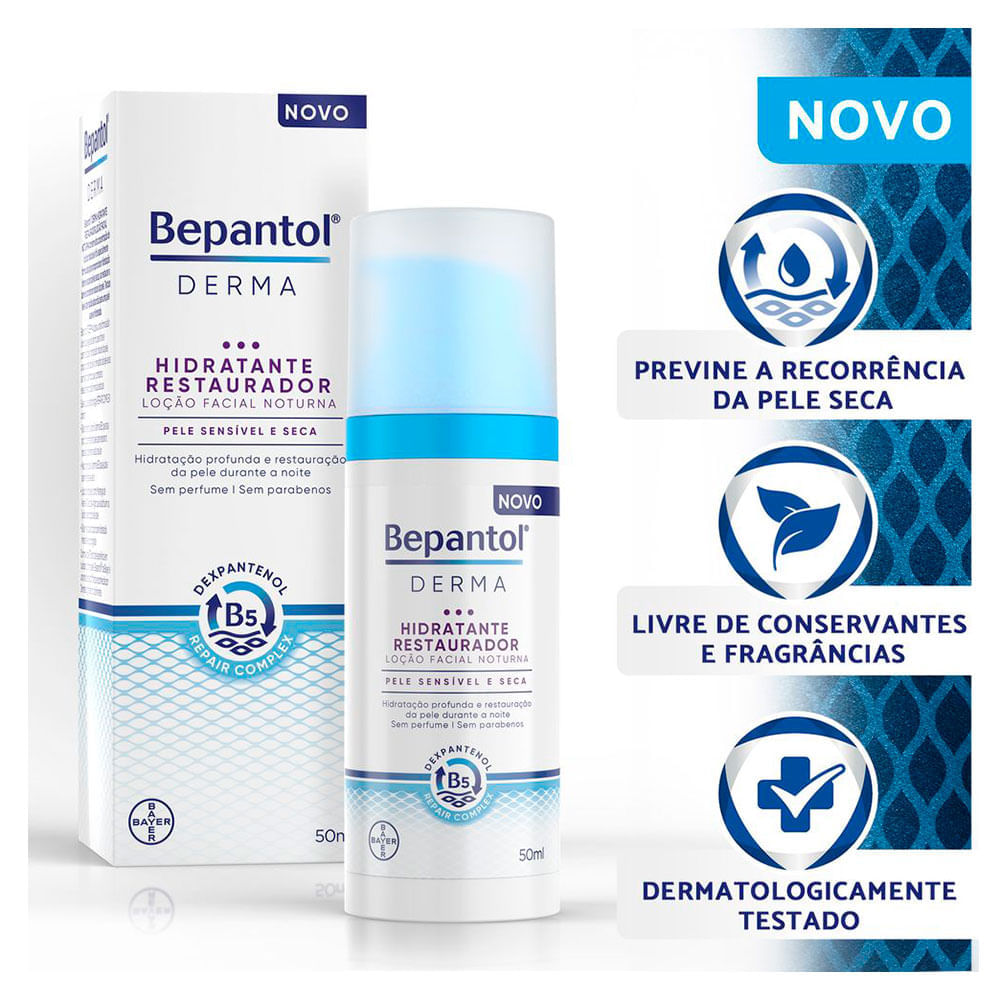 Hidratante Facial Noturno Bepantol Derma - Restaurador 50ml