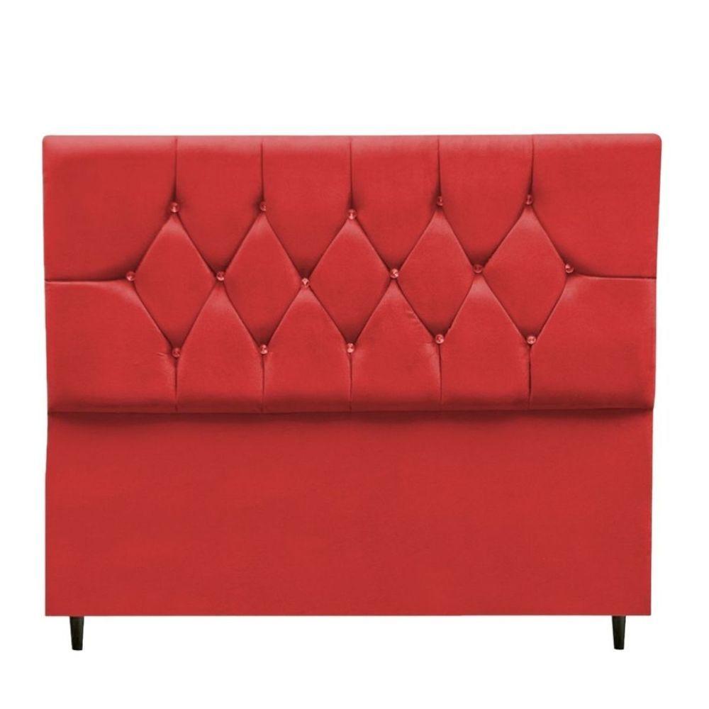 Miniatura Cabeceira Cama Box Casal Queen 160 Cm Geovana Suede Vermelho