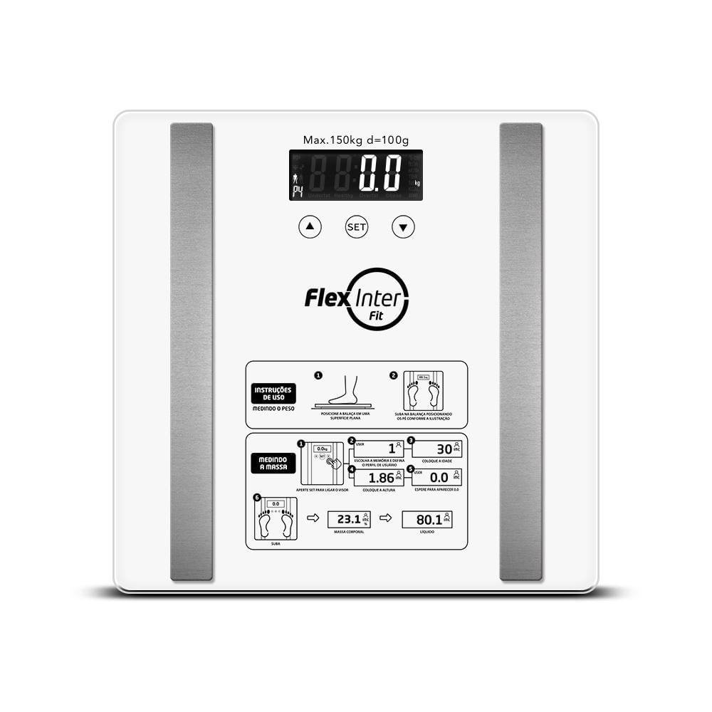 Miniatura Balanca Digital Corporal Bioimpedancia Simple Branca Flexinter