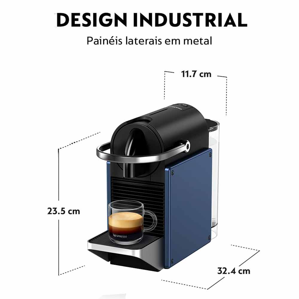 Miniatura Cafeteira Nespresso Pixie Redesign Azul e Preta para Café em Cápsula 110