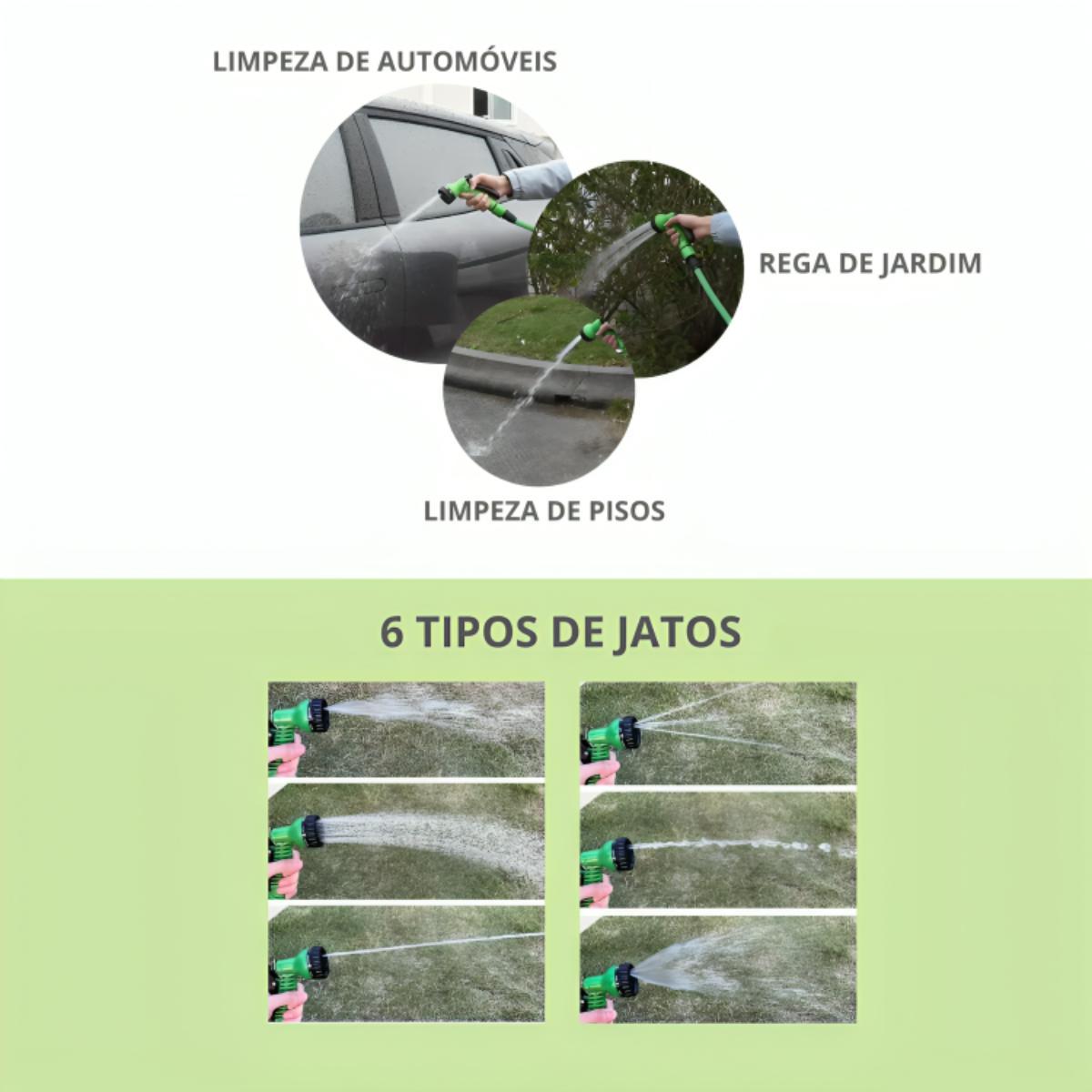 Mangueira Mágica Jardim 30M Com Pistola Retrátil De 6 Jatos
