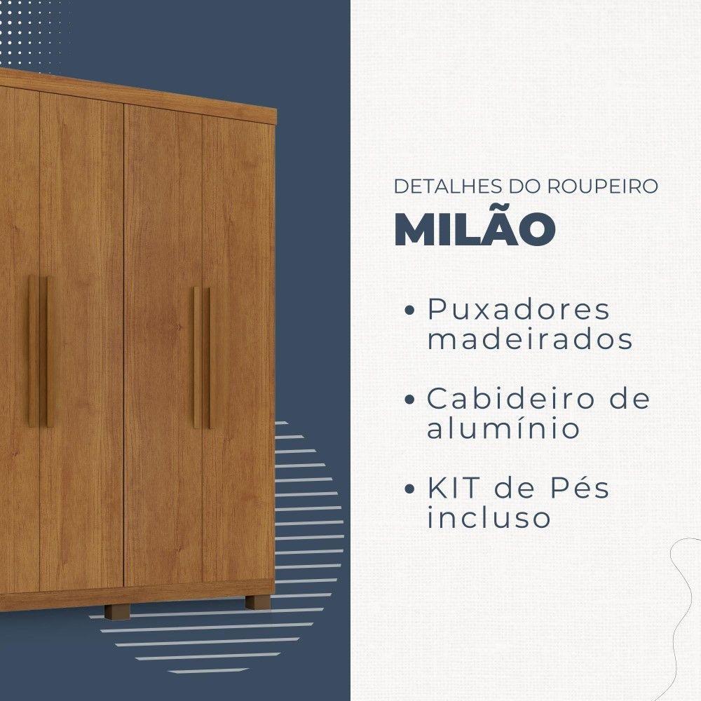 Guarda Roupa Milão 4 Portas 3 Gavetas Em Mdp Benetil Móveis Cinamomo