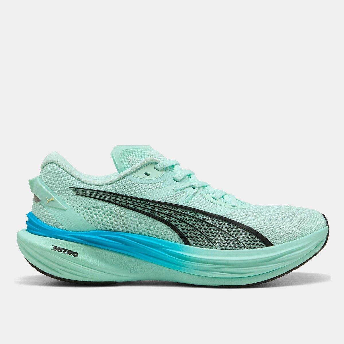 Miniatura Tênis Puma Deviate Nitro 3 Masculino Verde+Azul - 39
