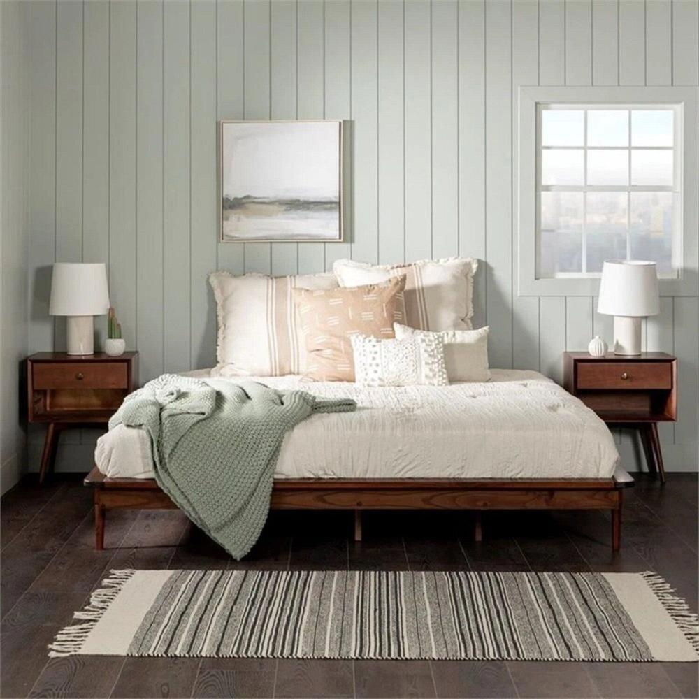 Miniatura Base para Cama King Lunna Madeira de Pinus Walnut