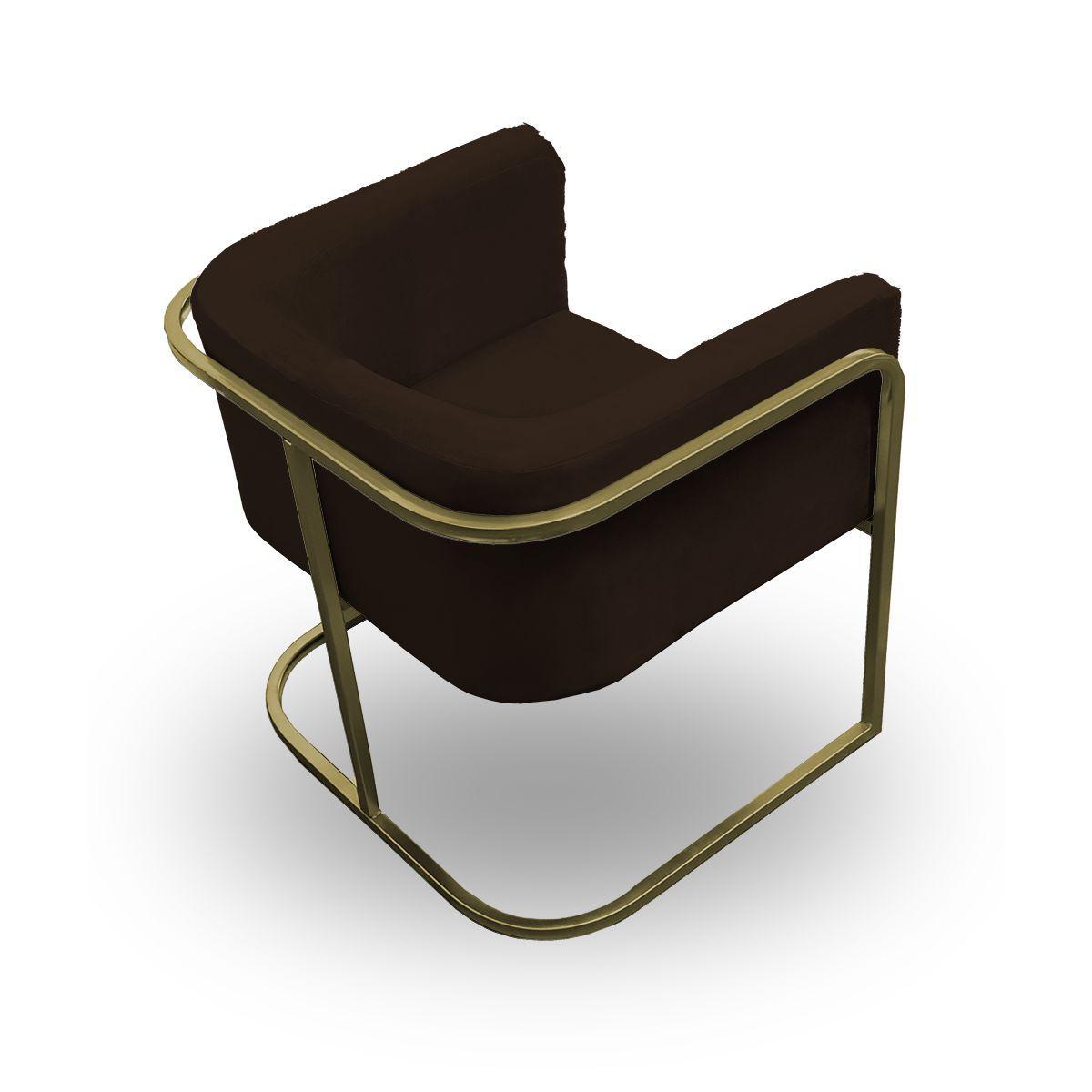 Poltrona Betina - Base Quadrada Dourada - Marrom