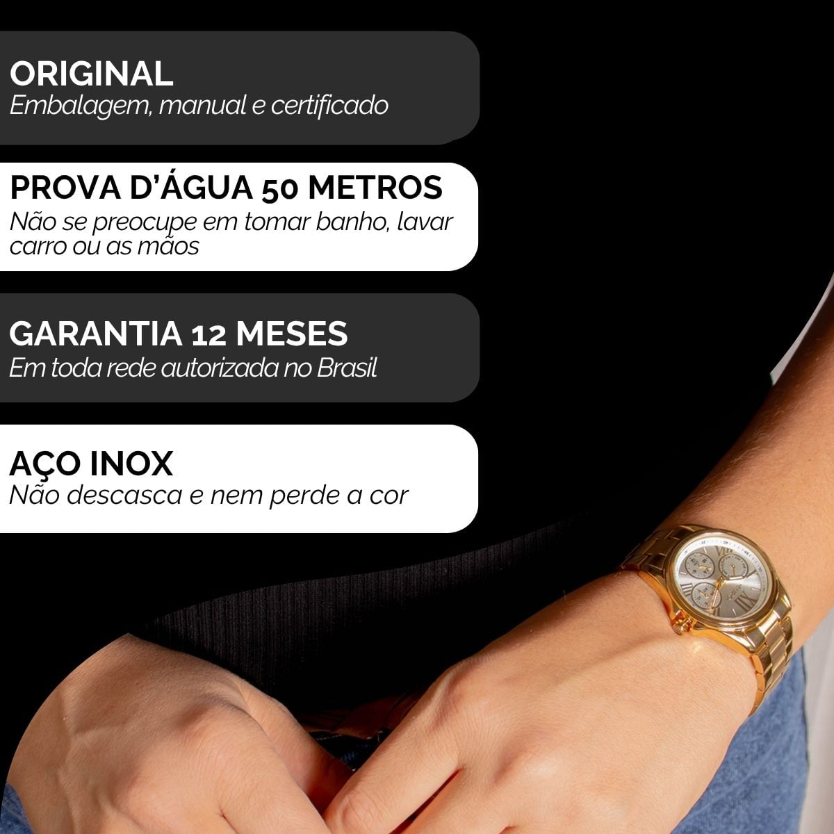 Miniatura Relógio Feminino Euro Multifunção Multiglow Midi EU6P29AIP/4B Colar e Brincos