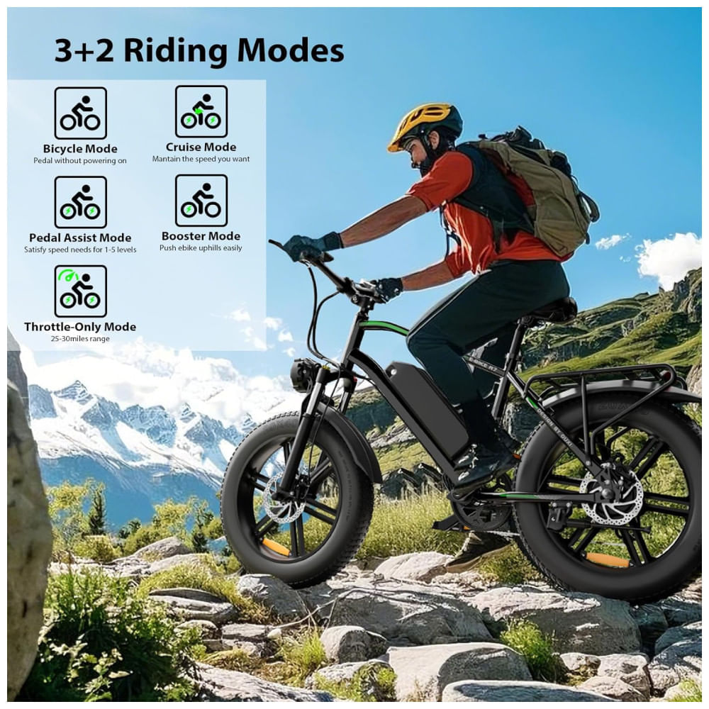 Miniatura Bicicleta Elétrica para Adultos 1000W com Motor de Pico, Até 40km/h Bateria Removível de 48V15AH, Alcance de 61km, Bicicleta Elétrica com Pneu Largo d