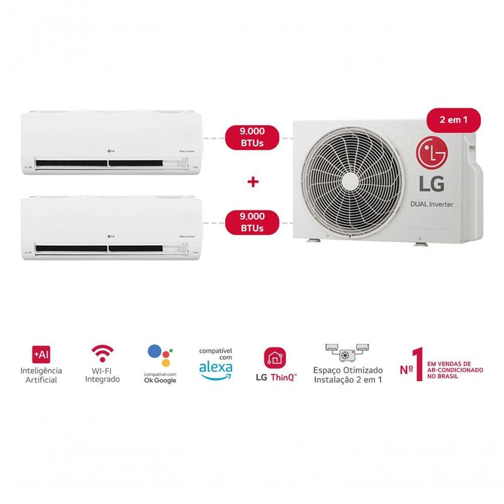 Ar Condicionado LG Dual Inverter Voice + AI Bi-Split Frio (Evaporadoras 9.000 + 9.000 BTU) 220V