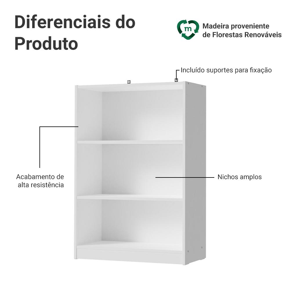 Miniatura Estante Sapateira 3 Prateleiras Sem Portas Branco Madesa Branco
