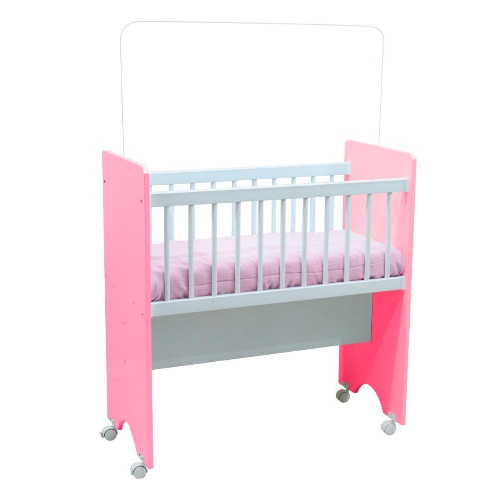 Miniatura Mini Berço Portátil Moisés Varias Cores Com Colchão E Rodinhas Com Trava - Branco/rosa Branco/rosa