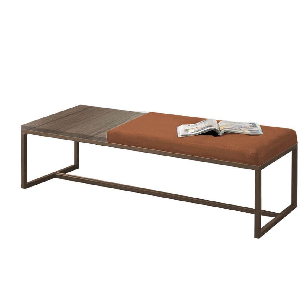 Miniatura Calçadeira Recamier Londres 160cm Marrom Suede Terracota Mdf Madeira - Ahazzo Móveis