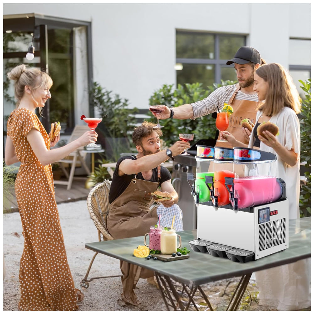 Máquina de Frozen ROVSUN, 45L X 3 Tanques de Slushie, Eficiente em Resfriamento para Casa, Restaurante, Bar e Festas