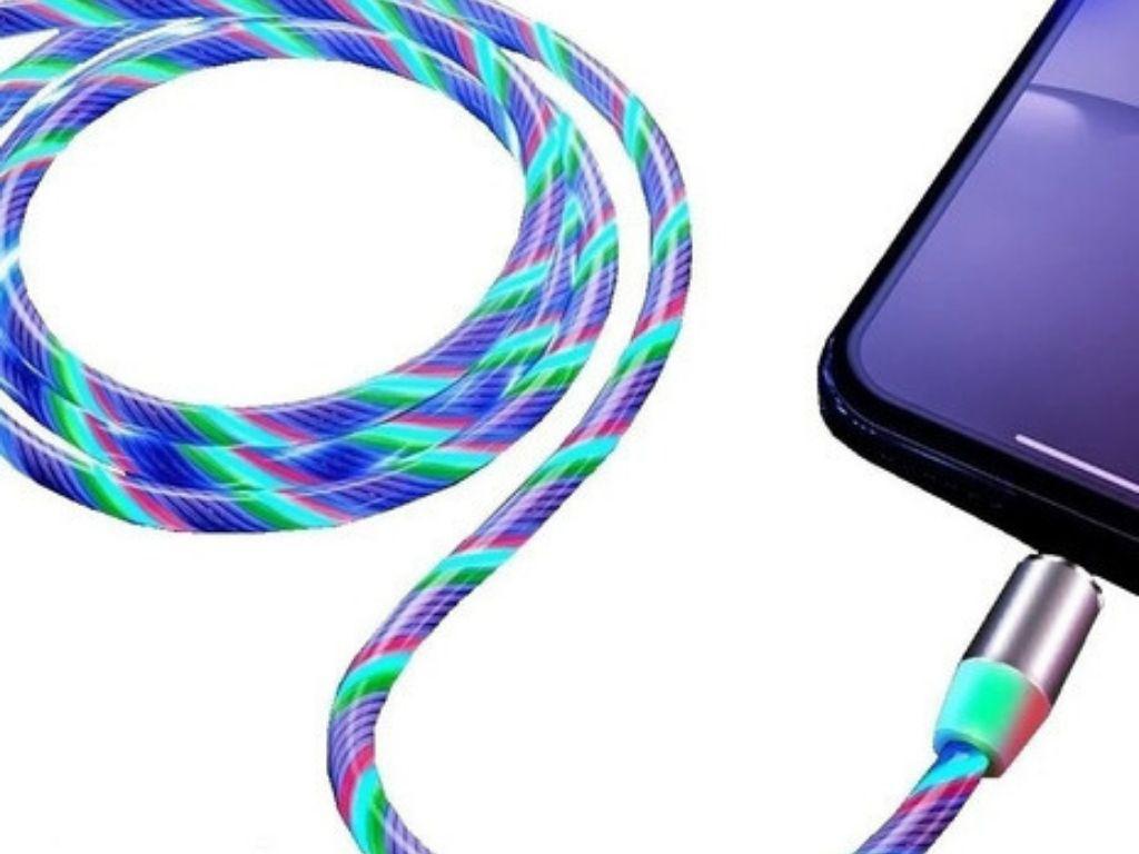 Miniatura Carregado Magnético Luminoso Neon Cabo Tipo C 3 Em 1 Usb