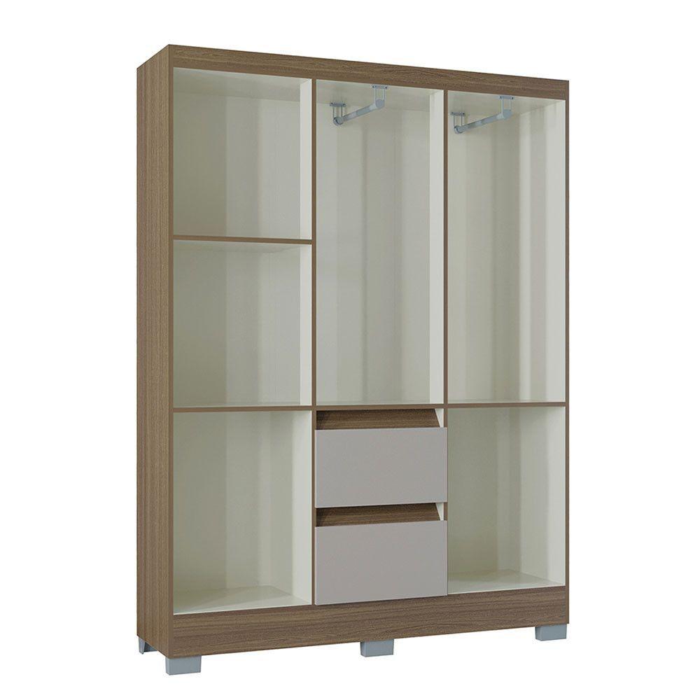 Miniatura Guarda Roupa Napoles 6 Portas 2 Gavetas Poquema Castanho/off White