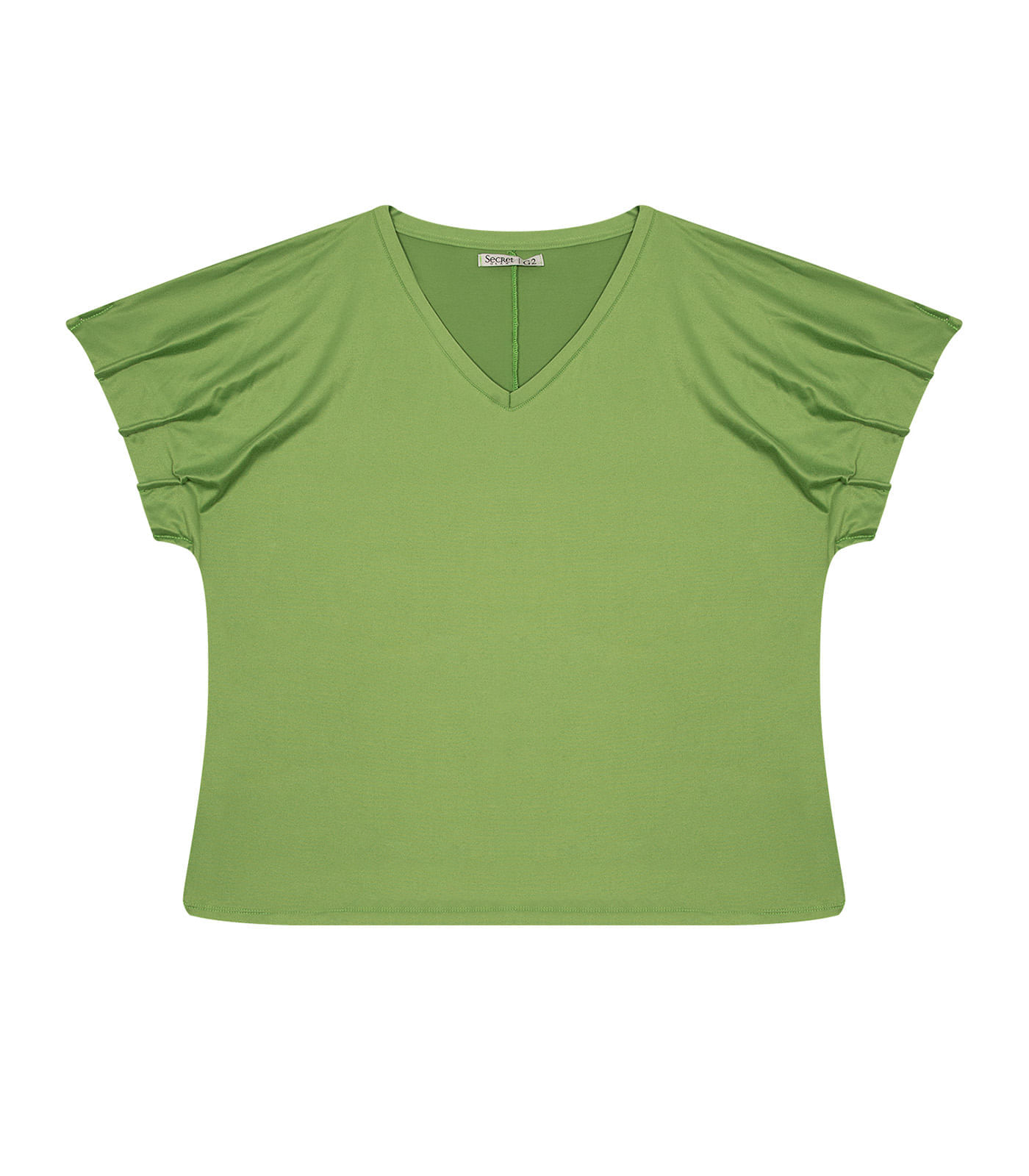 Miniatura Blusa Feminina Plus Size Pregas Secret Glam Verde Plus G1
