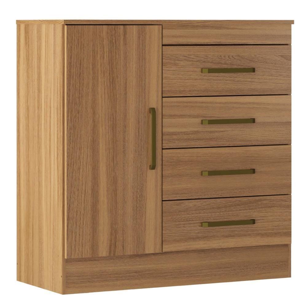 Miniatura Cômoda 4 Gavetas 1 Porta Com Rodizios Chile - Amêndola Touch Amêndola Touch
