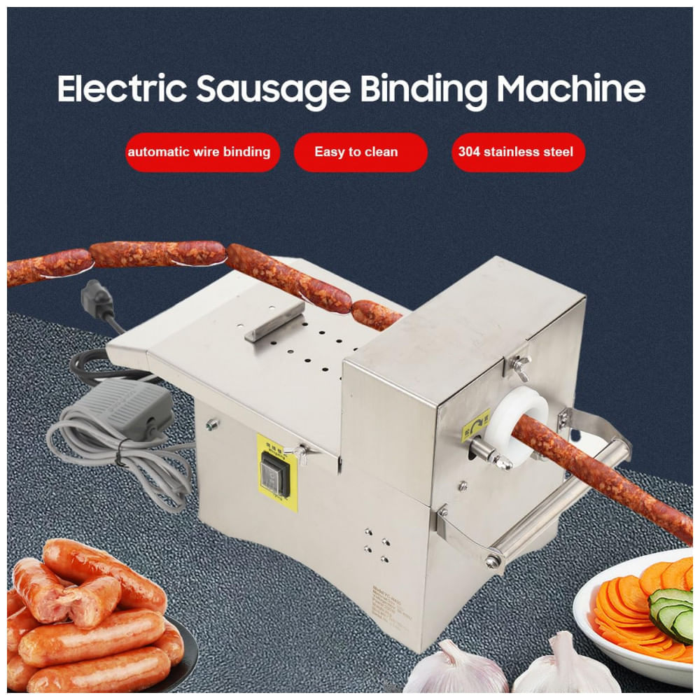Máquina Elétrica para Amarrar Linguiça, Máquina de Amarrar de Aço Inoxidável, Automática, Comercial para Restaurante e Casa,TABODD