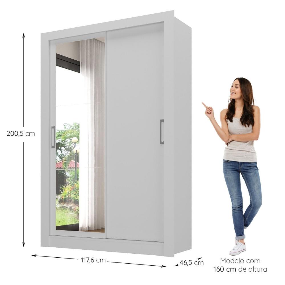 Miniatura Guarda Roupa Solteiro 2 Portas - Com Espelho Liz Yescasa Branco