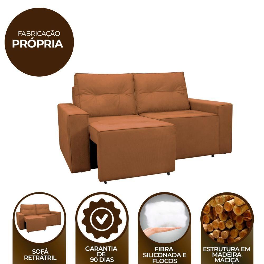 Sofá Retrátil 2 Lugares 1,80 Confortável Polo Cobre