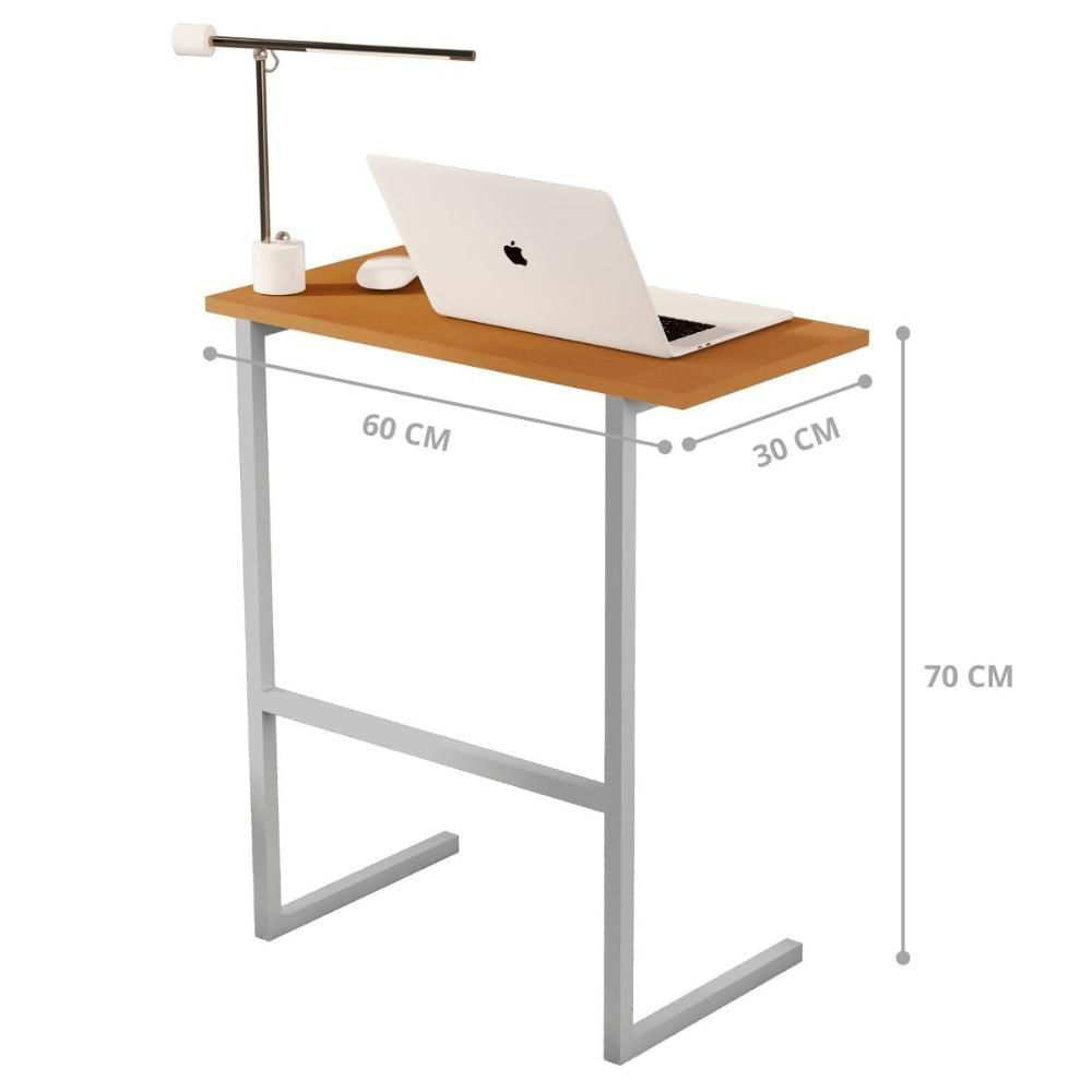 Miniatura Mesa Notebook Pés Ferro Valência Nature Cinza