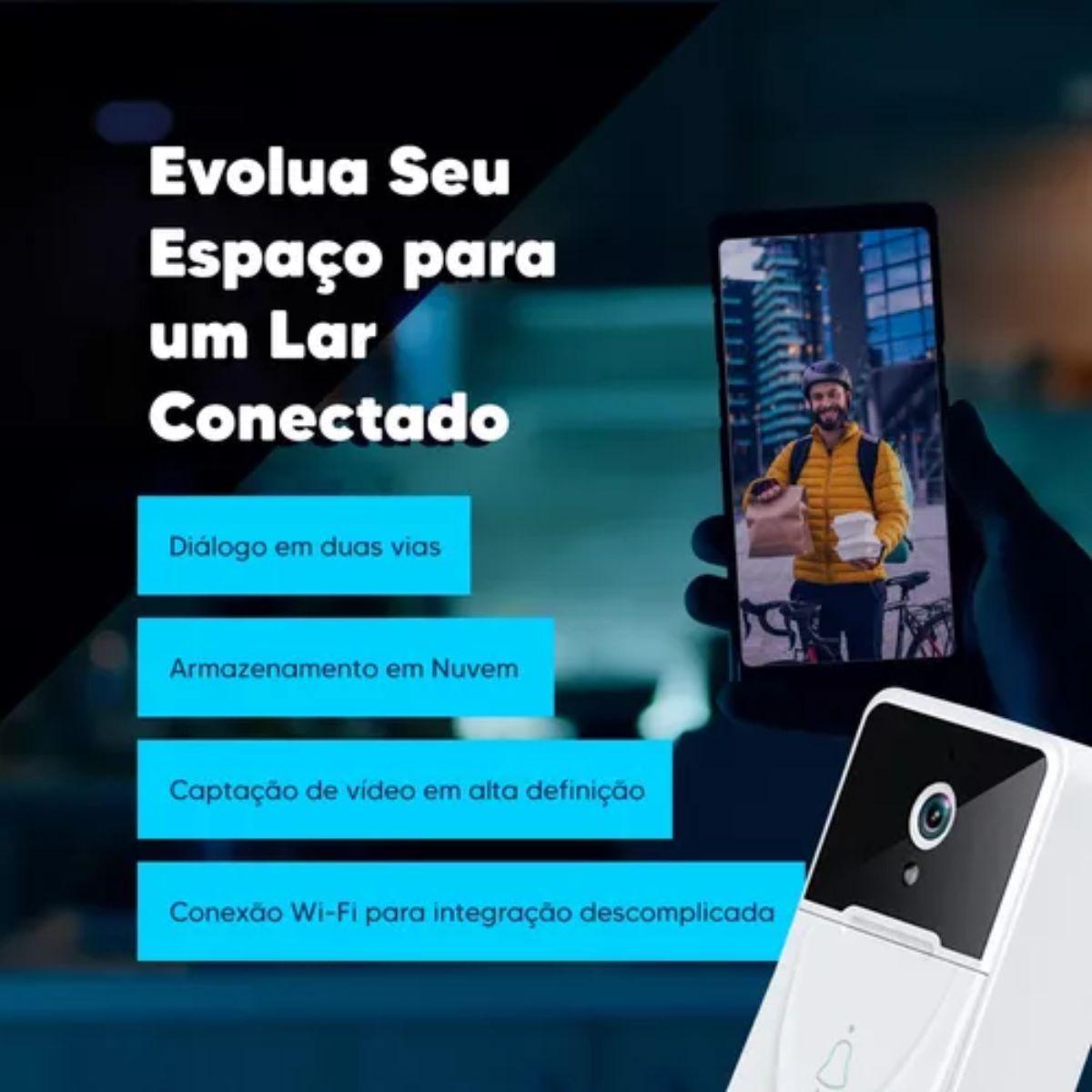 Miniatura Campainha Inteligente Interfone Câmera Áudio Wi-Fi Protetora