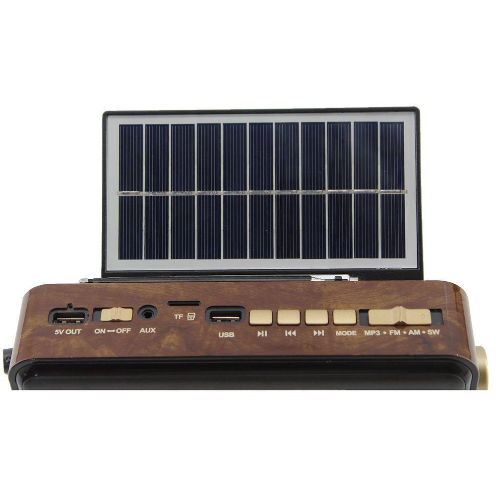 Caixa De Som Bluetooth Com Painel Solar Rádio Fm El522 Preto