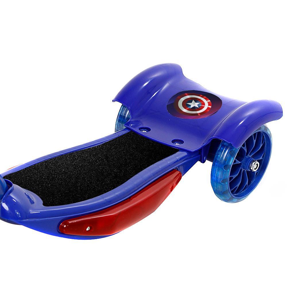 Miniatura Brinquedo Patinete Capitão América Scooter 3 Rodas C Cesta.