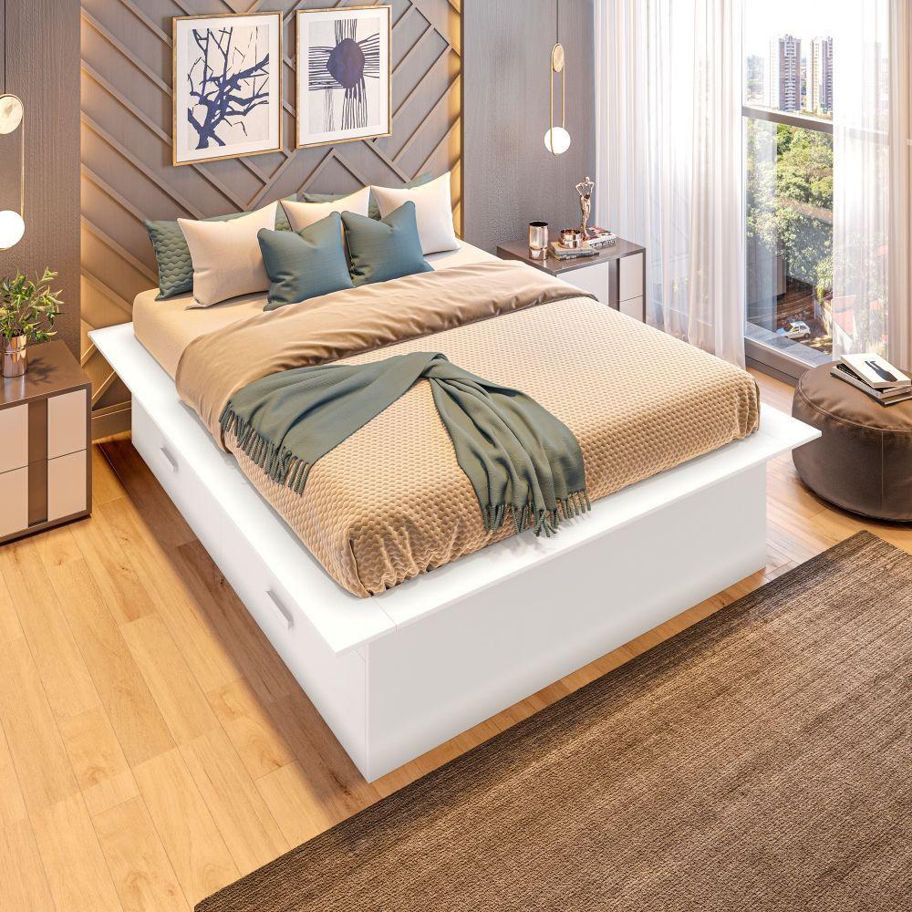 Cama Box Casal Essenza 04 Gavetas Branco