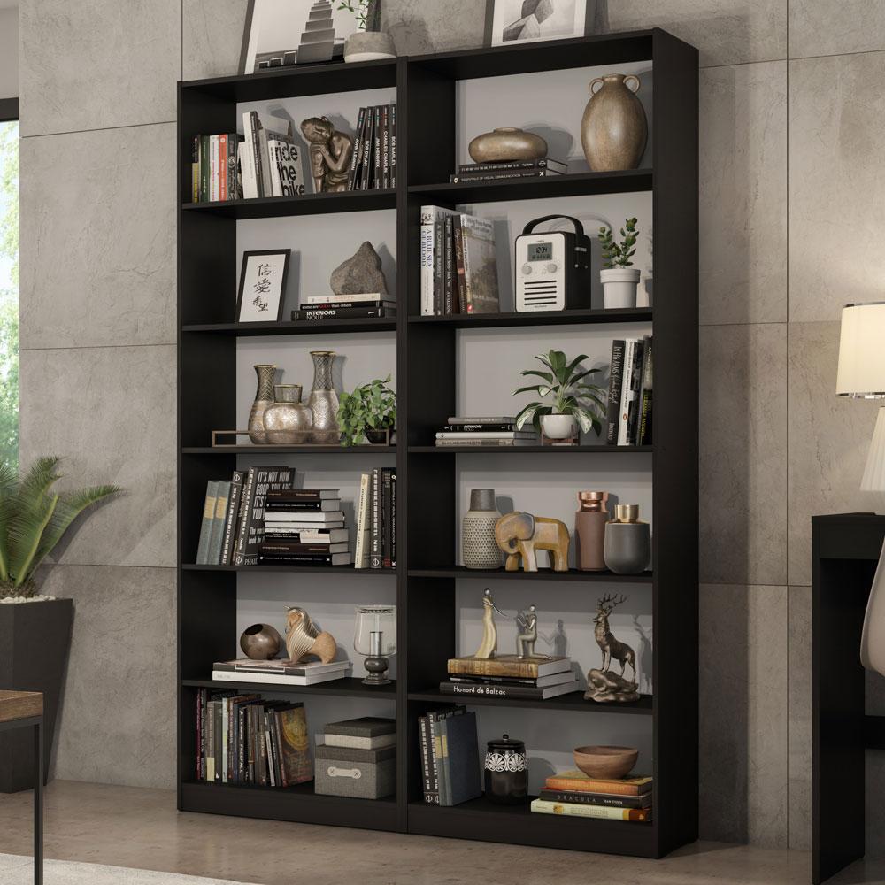 Miniatura Kit Madesa com 2 Estantes Livreiro 6908 - Preto Preto