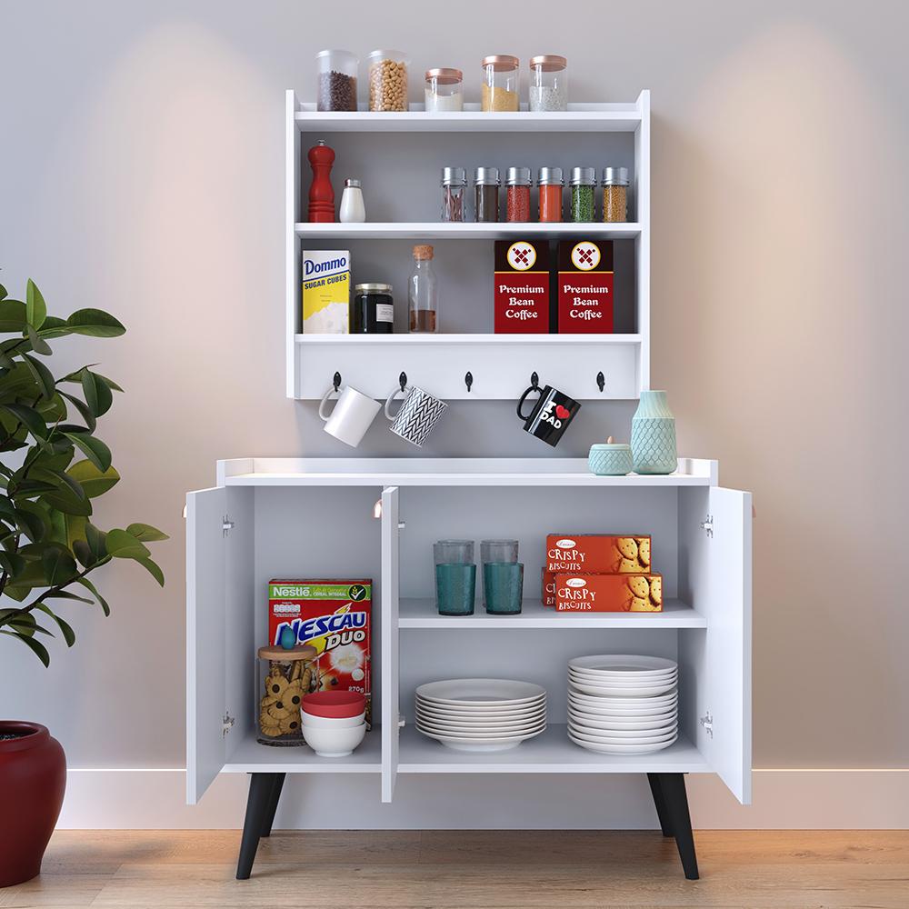 Miniatura Kit Aparador Buffet Organizador Prateleira Interna Truzzi Armário Parede Porta Condimentos Cozinha Amélia - Branco - RPM Móveis