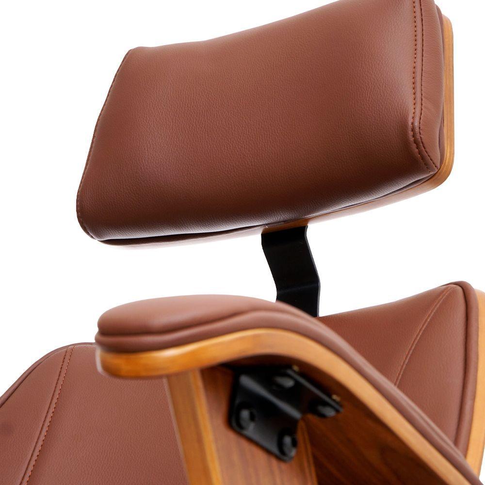 Cadeira De Escritório Office Lisboa Pu Marrom Base Giratória Cromada