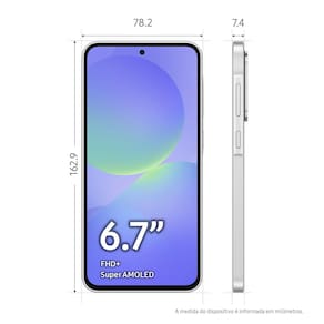 Smartphone Samsung Galaxy A36 5G Branco 128GB, 6GB RAM, Câmera Tripla até 50MP, Tela Super AMOLED 6.7", IP67, NFC, Recursos AI e Snapdragon 6 Gen 3