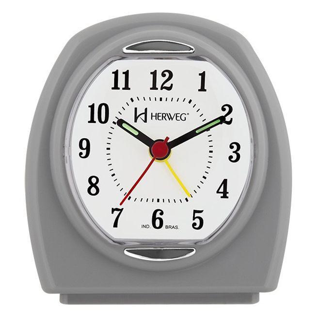 Miniatura Relógio Despertador Alarme Mecanismo Step Cinza Herweg