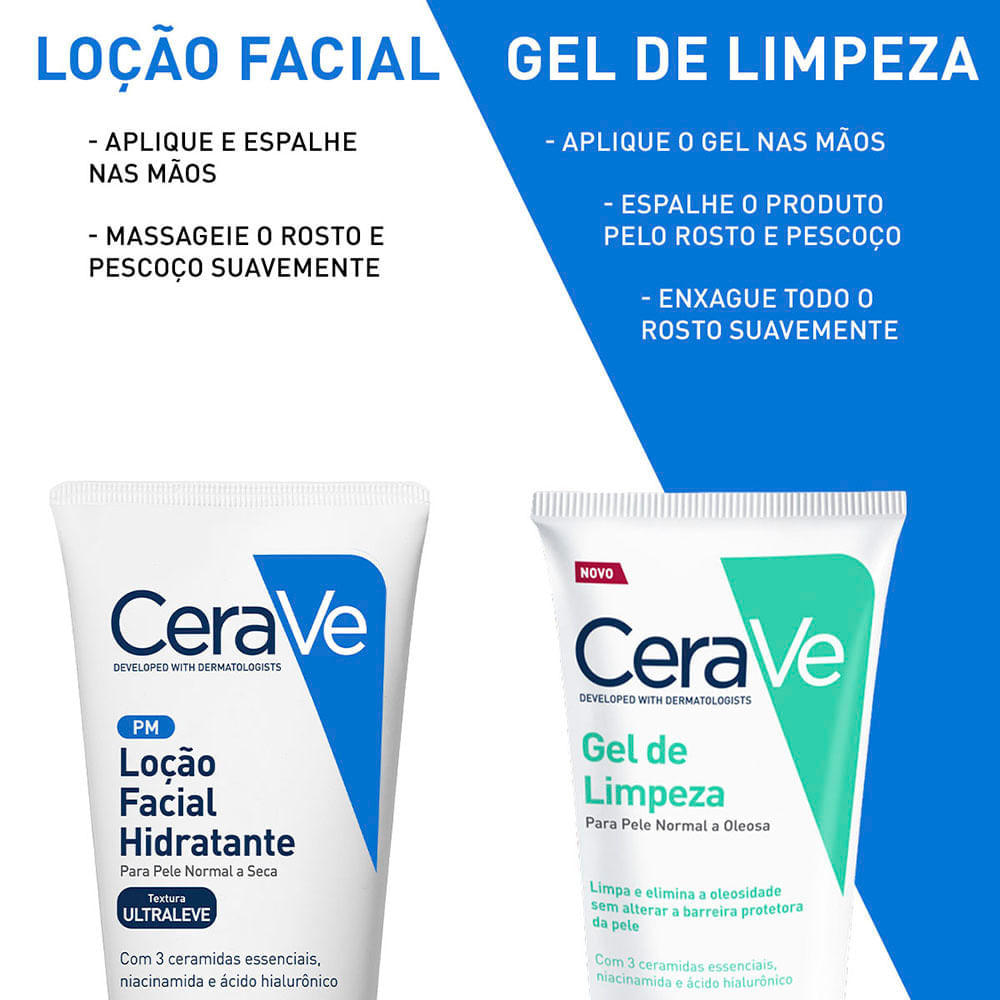 Miniatura Kit CeraVe Loção Facial Hidratante 52ml e Ganhe Gel de Limpeza 40g