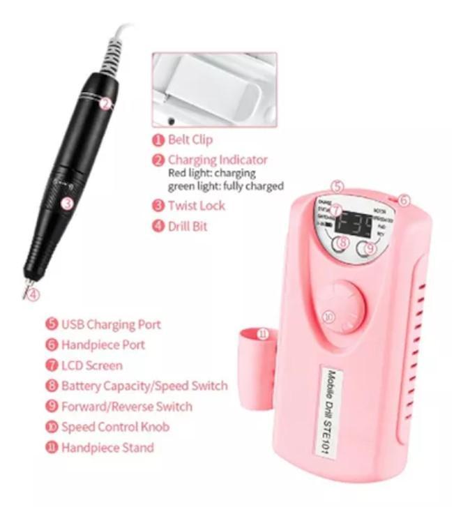 Super Lixa Elétrica Unha Profissional Motor Unha Em Gel Sem