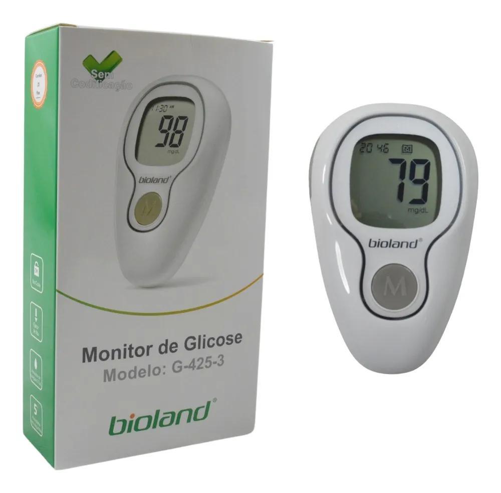 Miniatura Glicosimetro Aparelho Medidor De Glicose G425-3 Kit Bioland