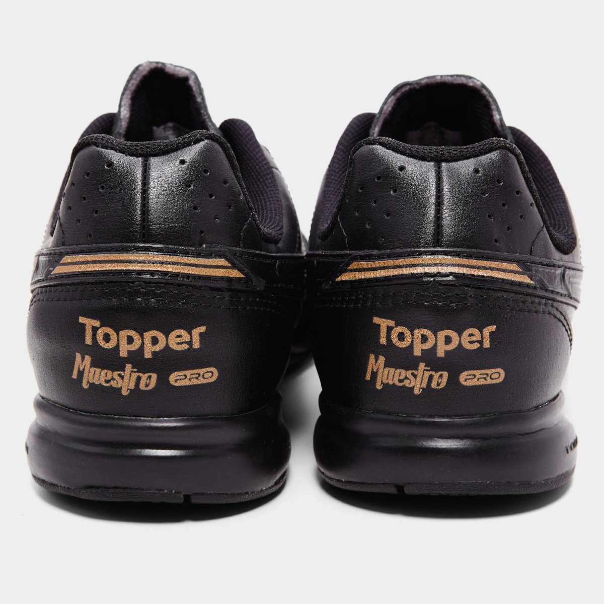 Miniatura Chuteira Futsal Topper Maestro PRO V Unissex Preto+Dourado - 42