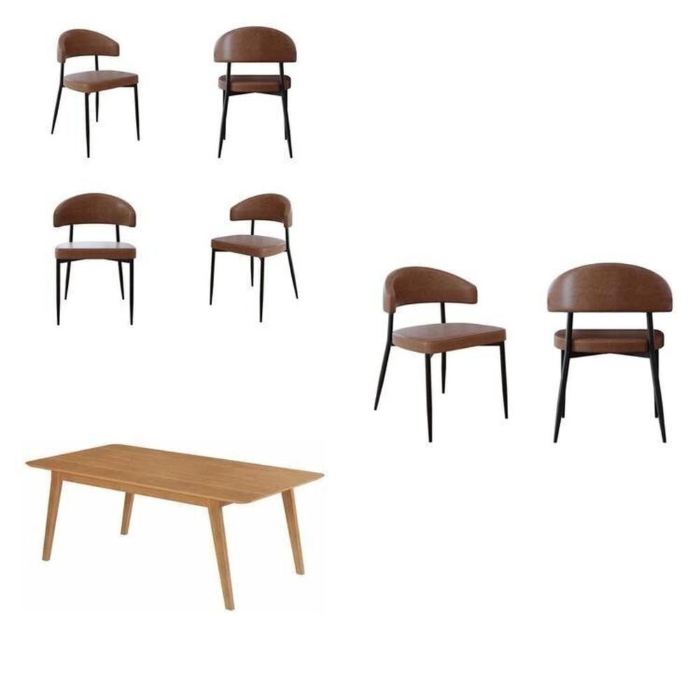 Miniatura Conjunto Sala de Jantar Mesa Elegance com 6 Cadeiras Bless Marrom/Whiskey