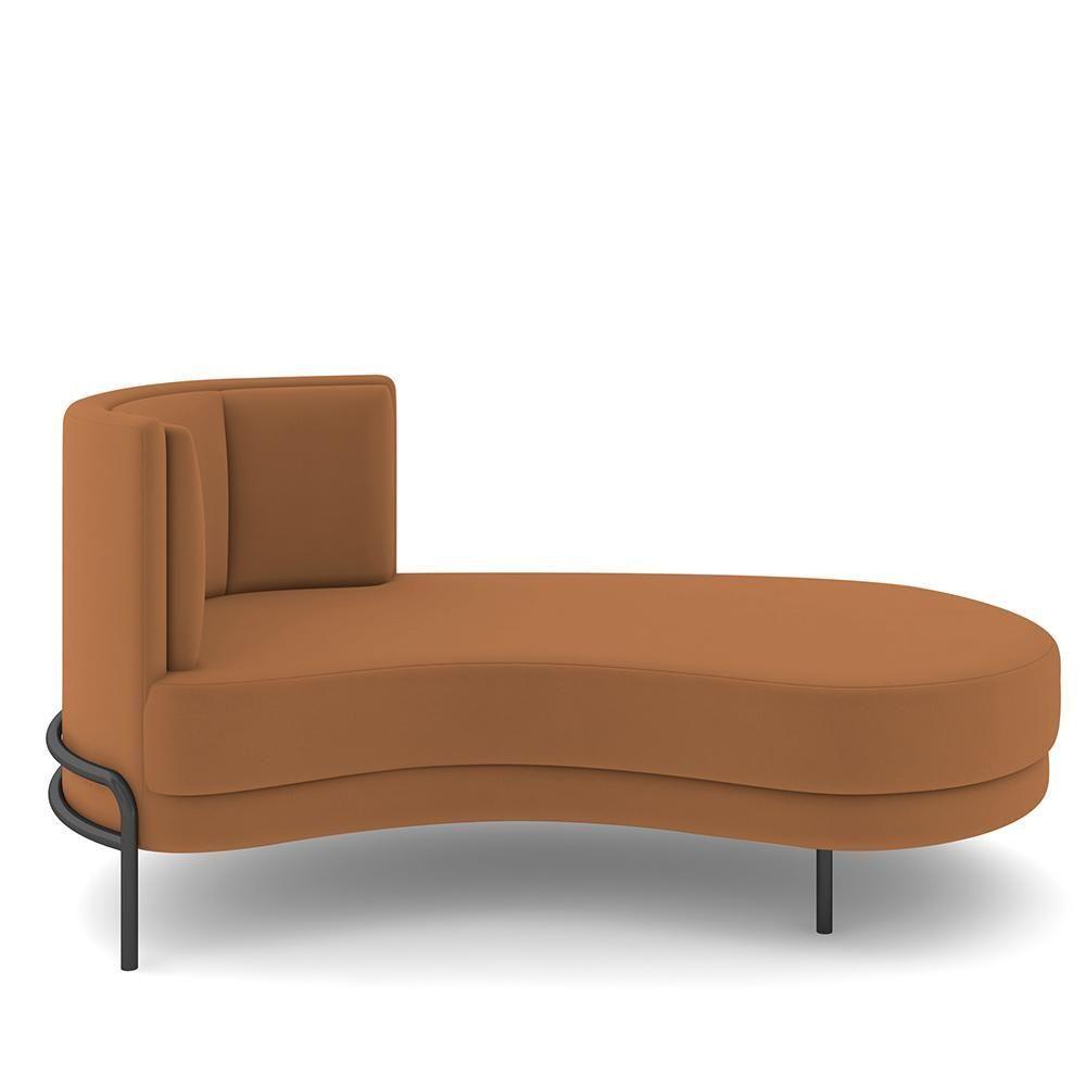 Miniatura Sofá Chaise Longue Living Lucca Direito D02 Veludo Terracota C-262