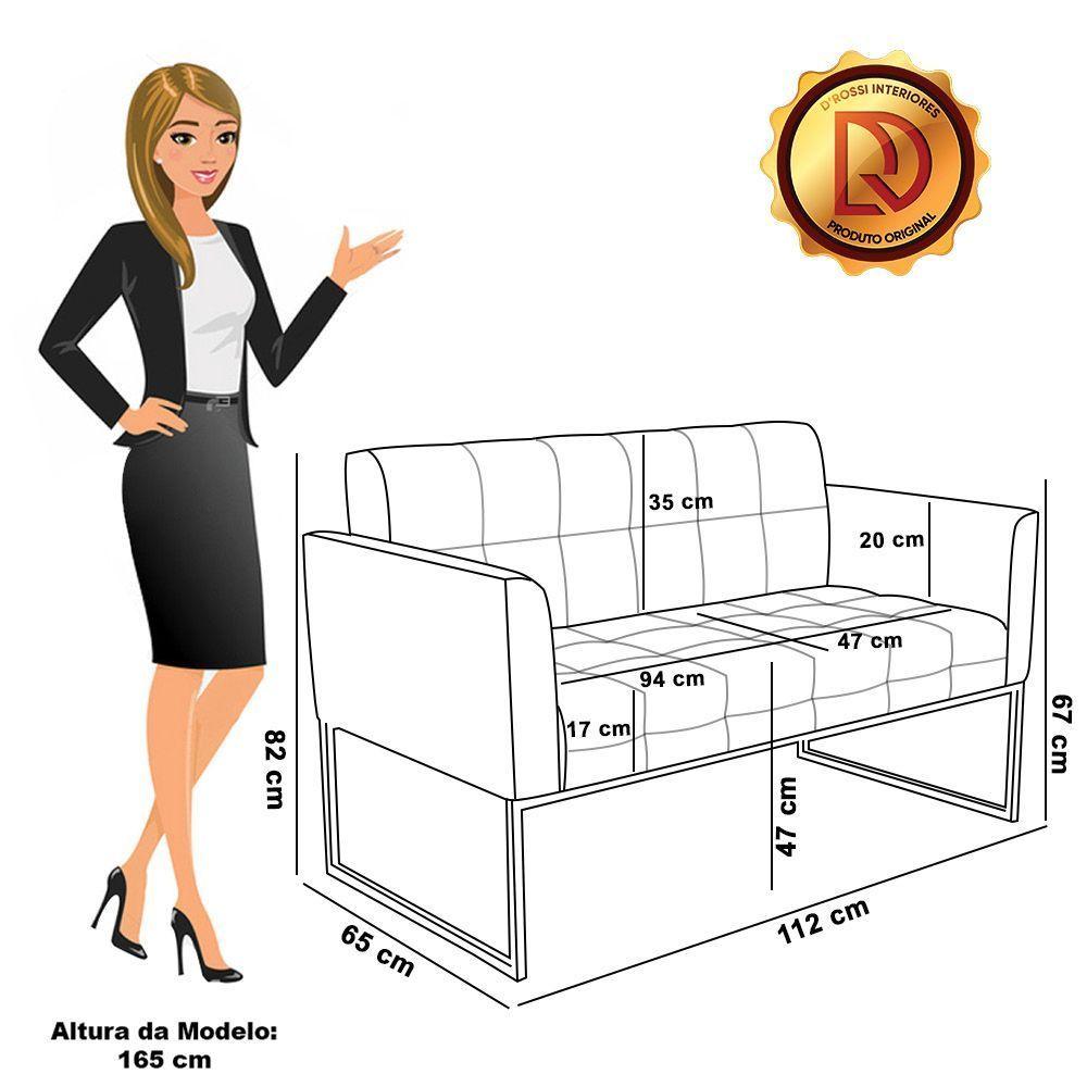 Miniatura Kit 1 Sofá Namoradeira E 2 Poltronas Elisa Veludo Preto Base Metálica Industrial Dourado - D'rossi