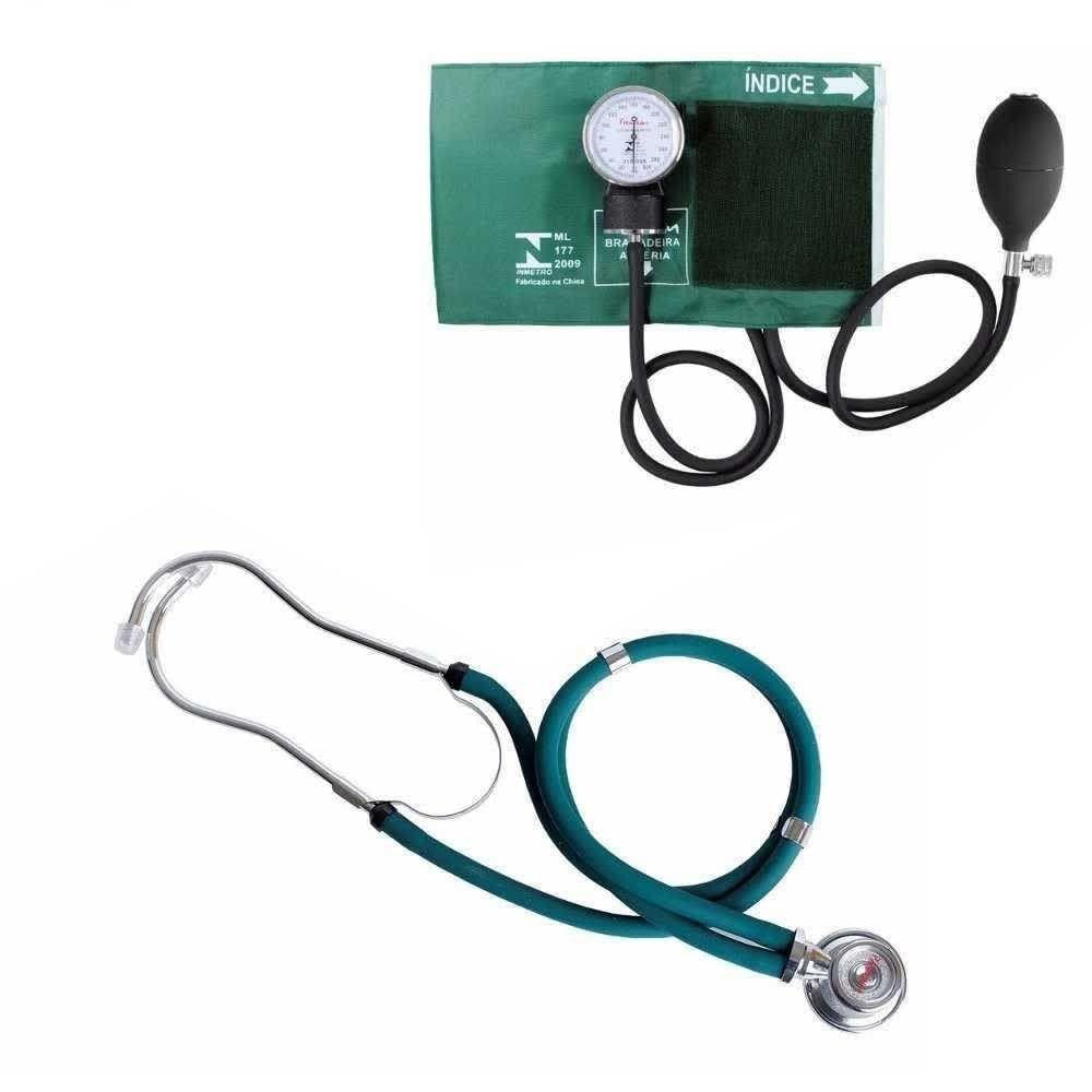 Miniatura Kit Esfigmomanômetro + Estetoscópio Rappaport Verde G-Tech Verde - Esfigmomanômetro - Premium - 1