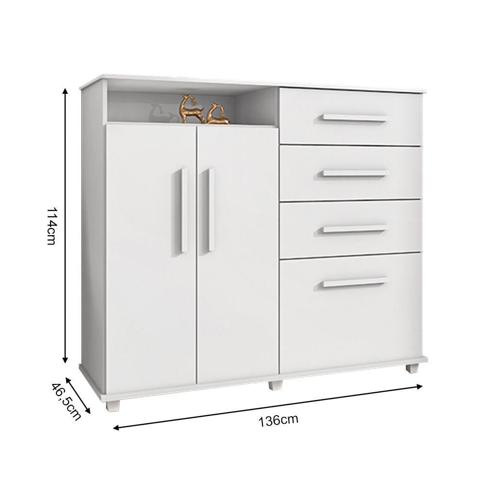 Miniatura Cômoda Helena Com 2 Portas E 4 Gavetas Branco - Cor: Branco