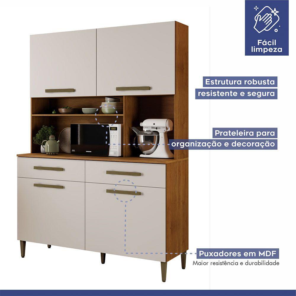 Miniatura Armário Ceará 4 Portas 2 Gavetas Em Mdp Kaiki Móveis Naturalle Com Off White
