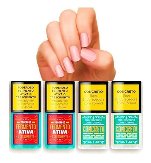 Miniatura Bases De Unha Top Beauty Concreto Endurecedor + Fermento 4Un