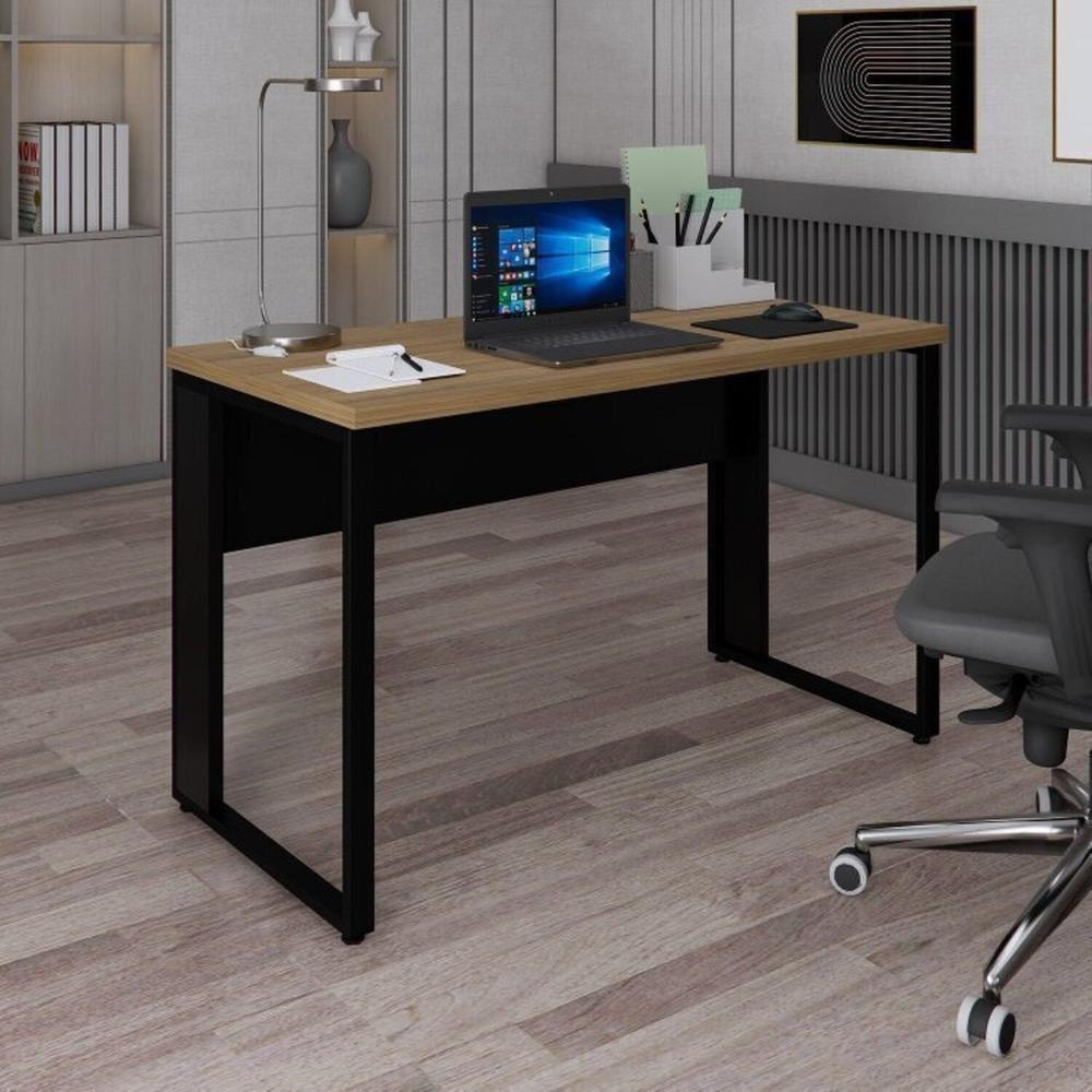 Miniatura Mesa para Escritório Diretor em L 120x150cm Marrom/Preto