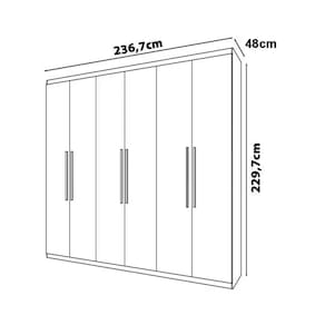 Guarda-Roupa Casal Bartira Genova com 6 Portas e 3 Gavetas - 236,7cm de largura Areia